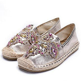 Colorful Rhinestone Fisherman Espadrilles Flats Pairmore